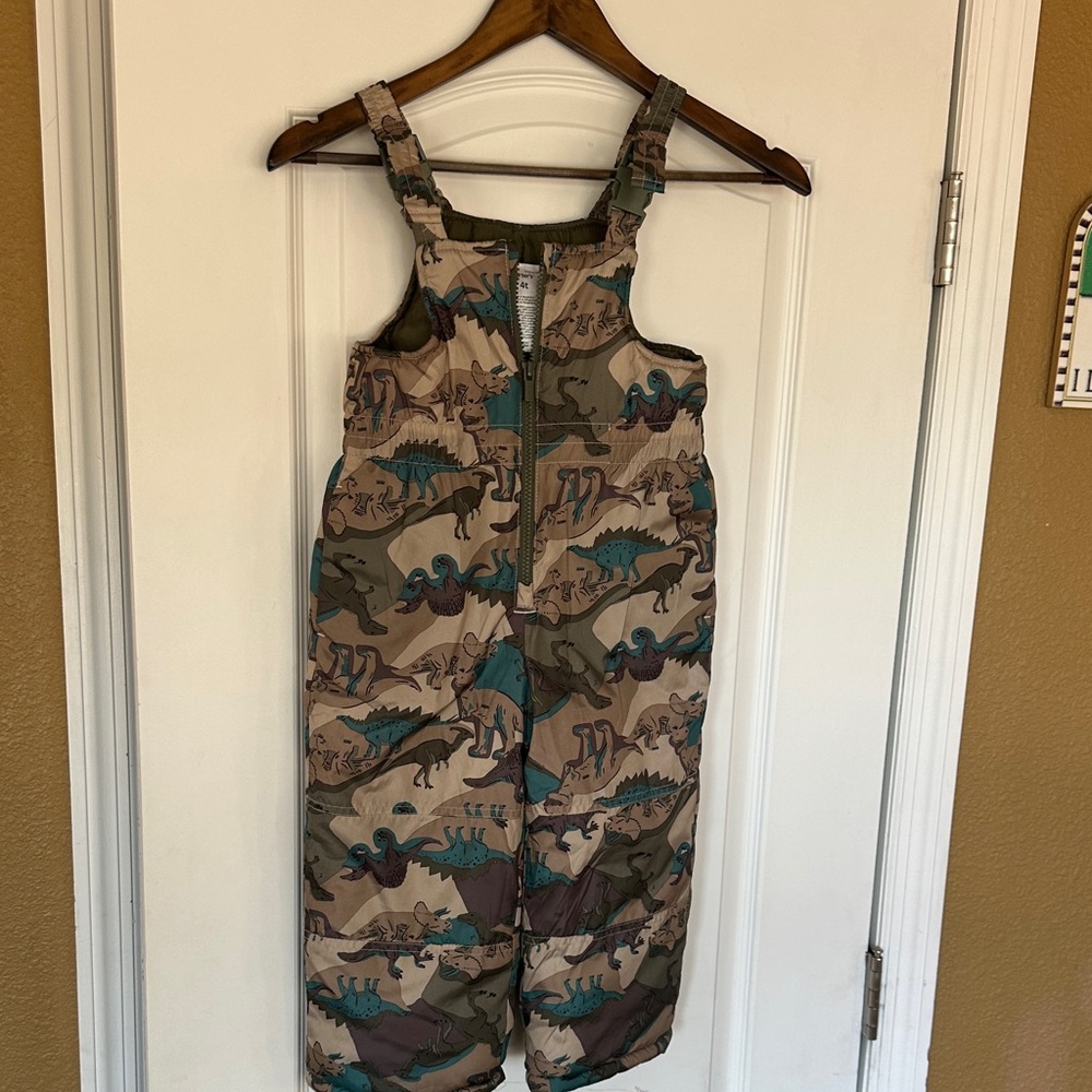 Carter's Tan Dinosaur Print Snow bibs